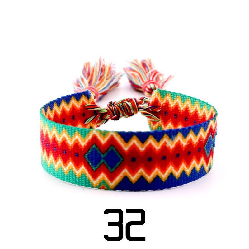Women Fashion Jewelry Gift Colorful Decorative Pattern Embroidered Handmade Woven Bracelet Bohemian