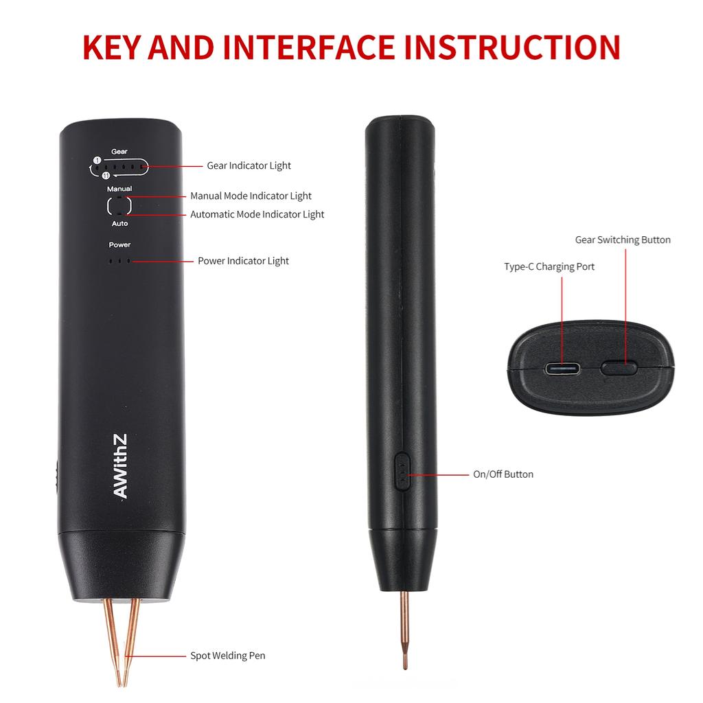 Spot Welder Handheld Battery Spot Welder with Automatic and Manual Modes 11   Gears   Spot Welding Machine for Welding Batteries
