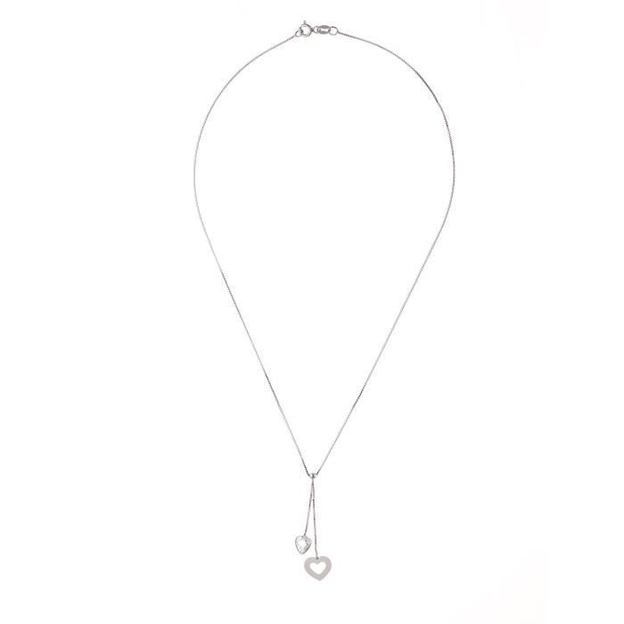 Collier - Liah - Argent Massif Rhodié 925 - Coeur - Oxyde de zirconium - 42 cm