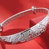 Sterling Silver Dragon & Phoenix Bracelet - Ethnic Style Push-Pull Design, Pure Silver Women's Jewelry, Perfect Gift for Elders.