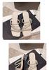 Women's Rhinestone Strap French Mid-Heel Slippers, 2026 Summer Collection, Transparent Square Toe, Crystal Chunky Heel.