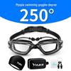 Men's Myopia Swimming Goggles Set with Cap & Earplugs: Transparent, HD, Waterproof, Anti-Fog