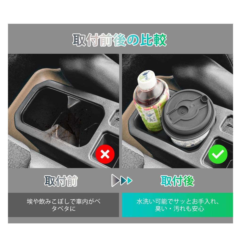 GAFAT Drink Holder for the 2025 New Jimny Nomad JC74 Console Cup Tray with Shock Nomad JC74 Drink Holder Scratch and Stain Silicone Interior Parts
