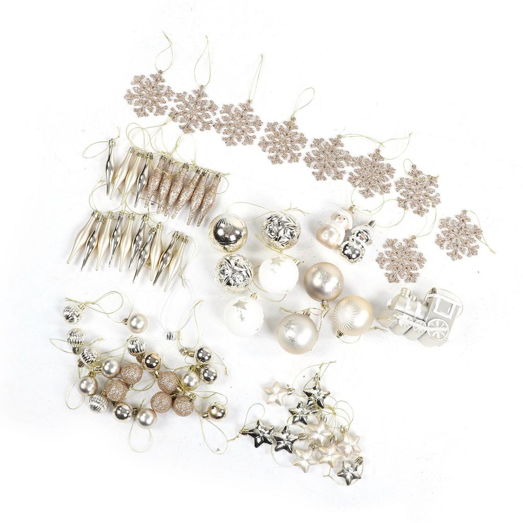 2 Pack Xmas Ball Ornaments Set PS Plated Stars Snowman Snowflakes Xmas Tree Hanging Decorative Balls for Home White and