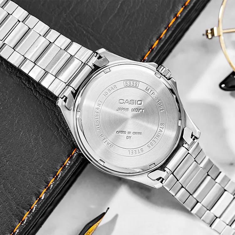 CASIO STANDARD Quartz Movement Stainless Steel Strap Watch Men's Watches Blue Dial (Unisex) Japanese Korean Watches MTP 1384D 2A