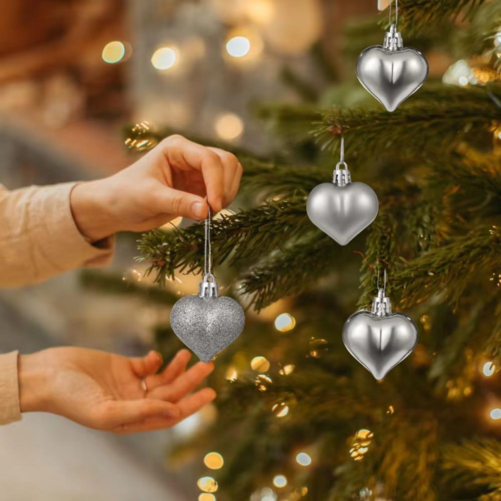12 STÜCKE 4,5CM Hängender Herzkugel Anhänger Glitzer Partydeko Kugel Neujahr Valentinstag Dekoration