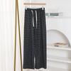 Retro style jacquard plaid pants fashionable and simple drawstring elastic waist casual pants women's versatile high waist drape straight pants