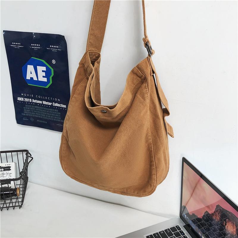 Minimalist Style Solid Shoulder Bags 100% Cott Unisex Solid Crossbody Bags Canvas Packages South Korea Casual Messenger Bags