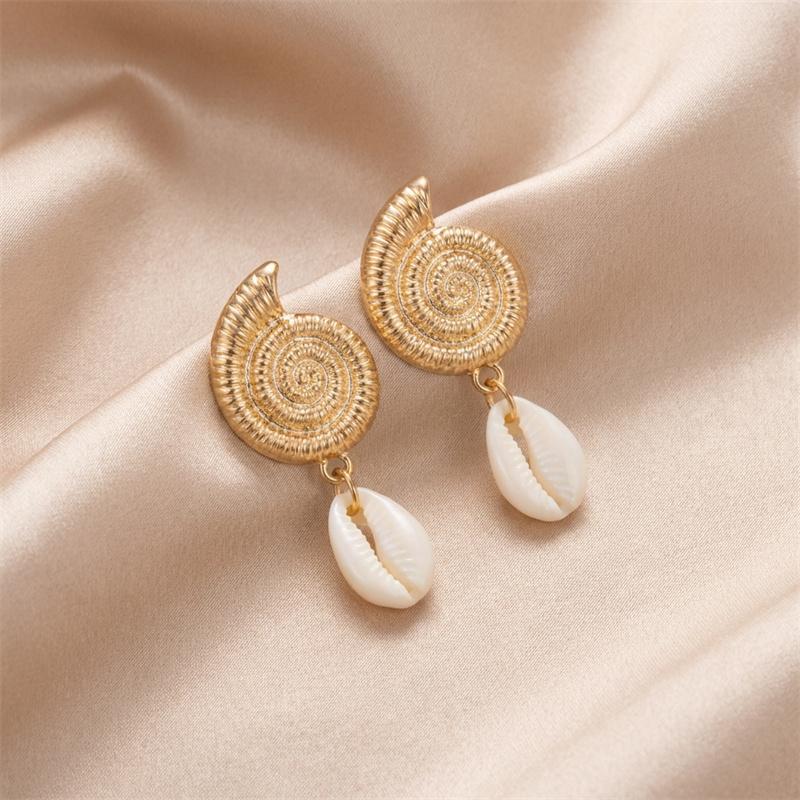 Boho Ocean Style Starfish Shell Pendant Earrings for Women Summer Seaside Conch Scallop Pearl Earring Beach Party Charm Jewelry