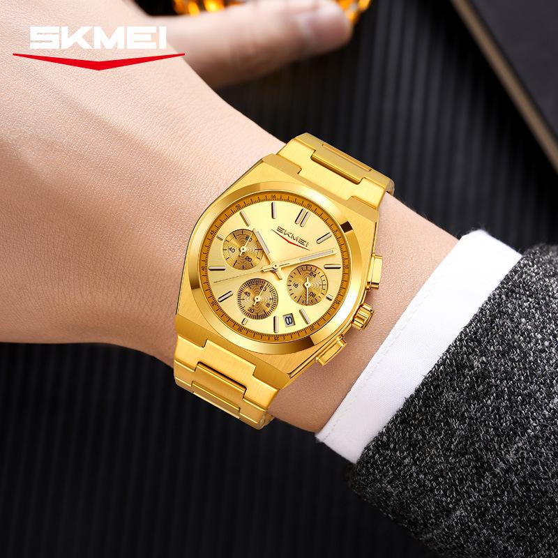SKMEI Luxury Men Watch Waterproof Luminous Chronograph Date Stainless Steel Watch for Men Quartz Military Men's Watches