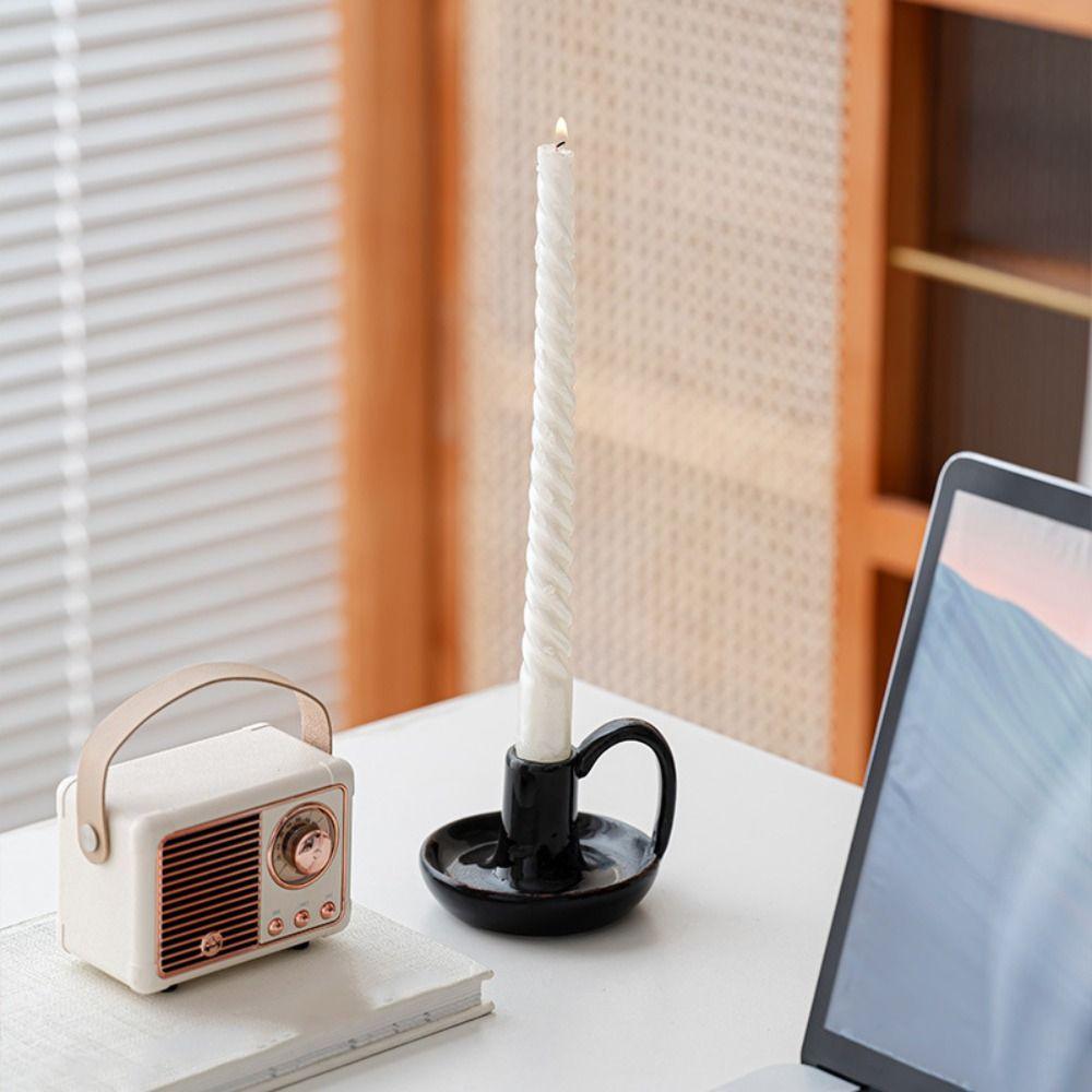 Elegant Tea Cup Candle Holder European Style Minimalist Candle Stands Ceramic Candlestick  Party
