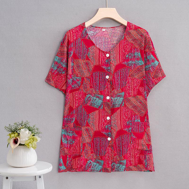 Summer Top Women Cardigan Thin Short Sleeve Plus Size Women's Blouse Summer Loose Vintage Clothes