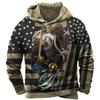 Men's 3D Print Hooded Sweatshirt with Drawstring and Pocket