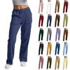Women's Casual Fashion -Color Drawstring Loose Straight-Leg Pants With Pockets