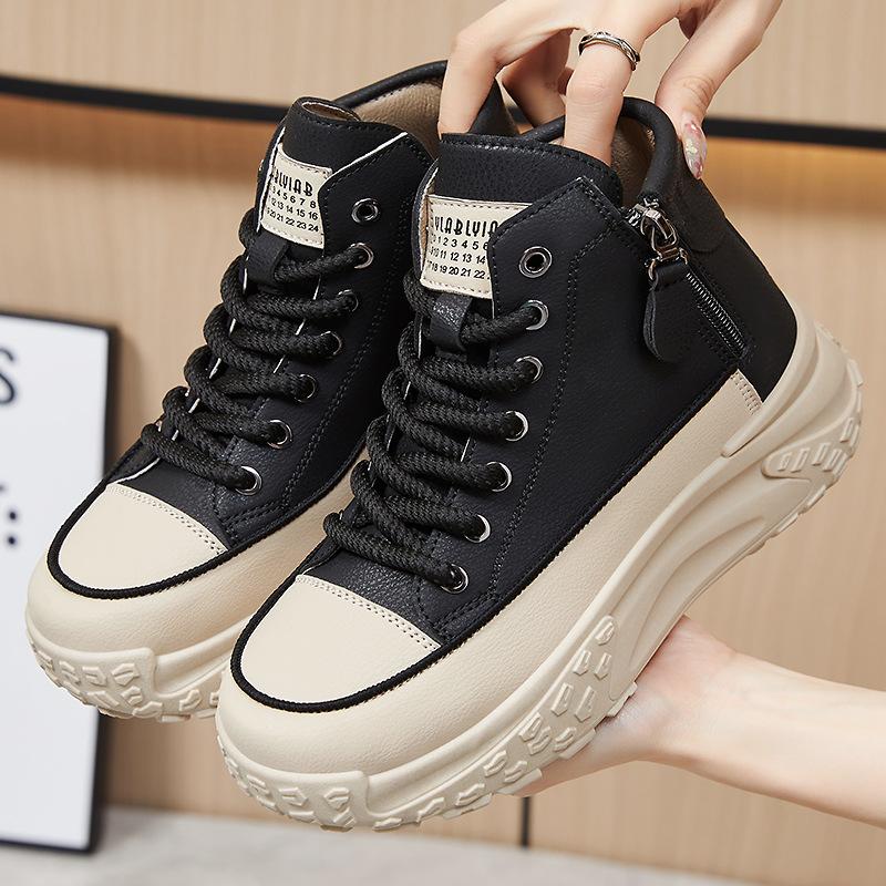 Shoes women's new thick-soled heightening shoes fashionable versatile casual shoes soft-soled comfortable women's shoes trendy high-top shoes