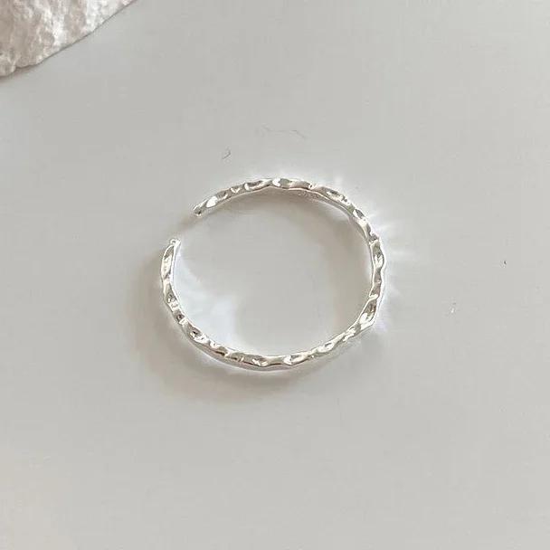 Real 925 Silver Minimalist Geometric Round Adjustable Rings for Women Trendy Fine Jewelry Irregular Accessories