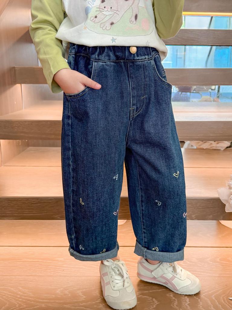 Mädchen Elastische Weiche Denim Jeans - Frühling/Herbst Lässig, Lockere Passform für Kinder