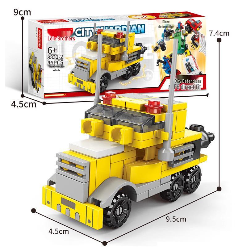 Compatible Engineering Firefighting Robot Car Model - Educational Assembly Toy with Building Blocks