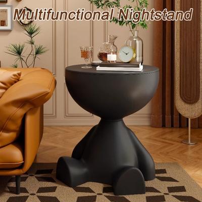Round Coffee Table with Storage Compartment Circle End Table Bedroom Kitchen Living Room Small Space Sofa Bedside Nightstand Side Desk