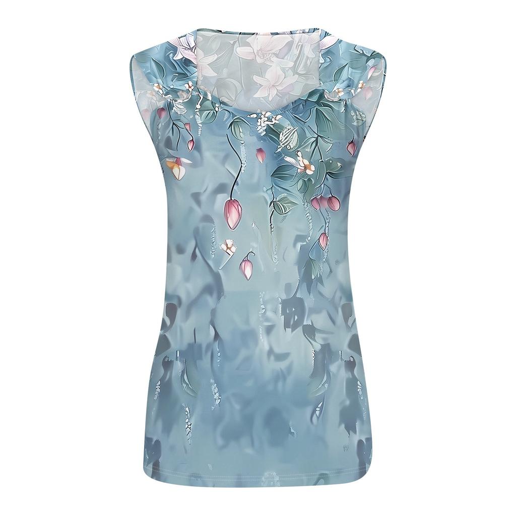 Womens Tank Top V Neck Basic Printed Casual Flowy Sleeveless Deep Side Cut Tops For Women