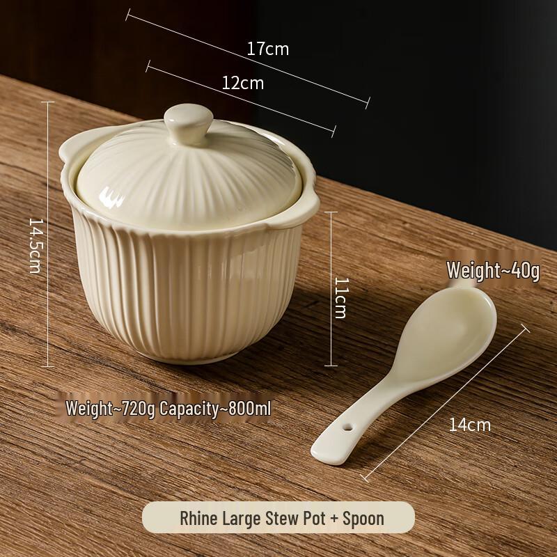 Ceramic Double-Ear Stew Pot with Lid