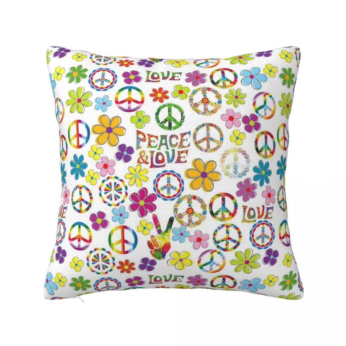 

Peace Foral Love Pattern Pillow Cases Cushion Covers Awesome Zipper Decorative Pillowcase for Car 45x45cm 30x30cm 12x12in
