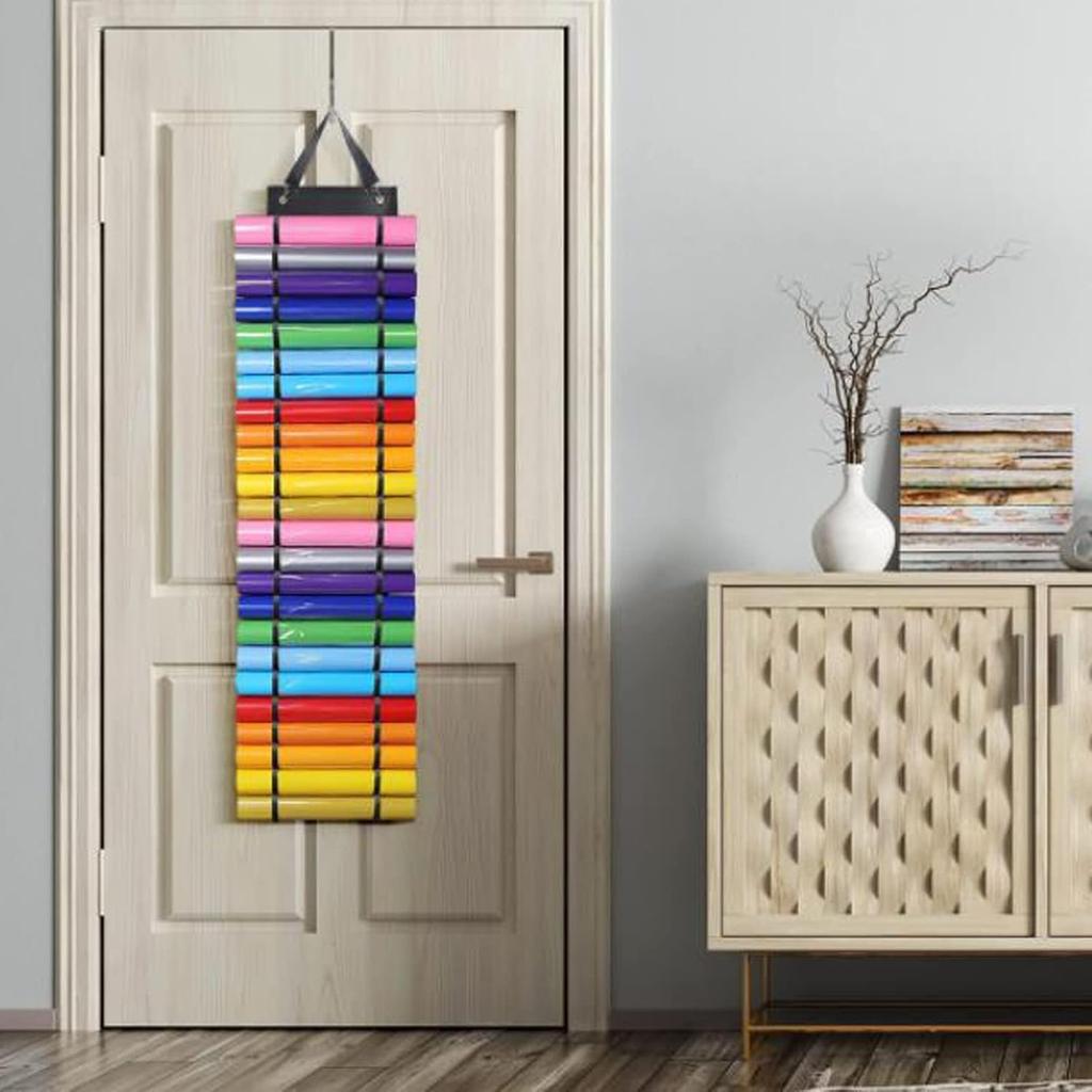 Vinyl Storage Organizer Vinyl Roll Holder with 12 Compartment Craft Vinyl Storage Rack Wall Mount Over The Door Hanging Organizer Storage Hanging