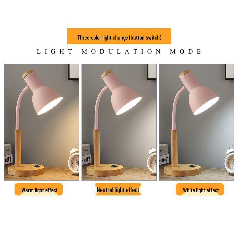 Nordic Retro Eye Protection Table Lamp - Bedside & Study Desk Lamp with Plug-in Feature