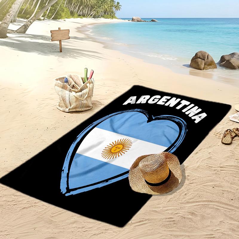 Asciugamano da Spiaggia Stampato Squadra Nazionale Argentina Asciugamano Morbido Asciugatura Rapida Coperta da Spiaggia Rettangolare Grande Portatile per Viaggi Piscina