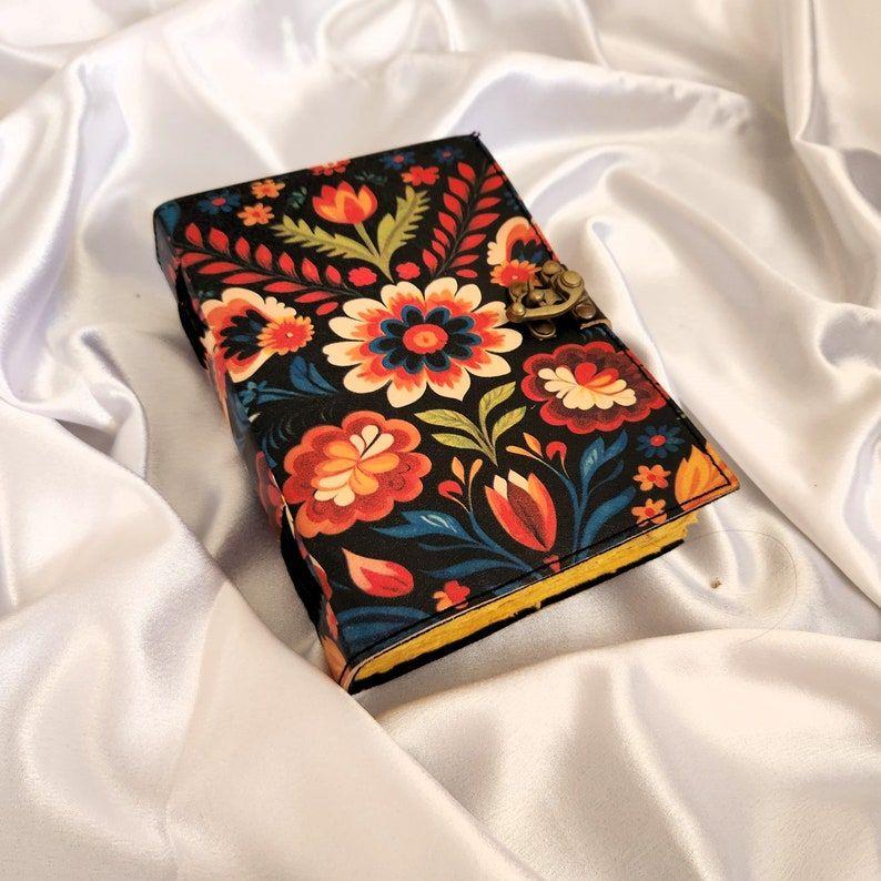 

Leather Journal Flower Printed Leather Sketchbook, Notebook, Travel Dairy, Dream Journal, Leather Dairy, Wedding Gift 7 x 5 in