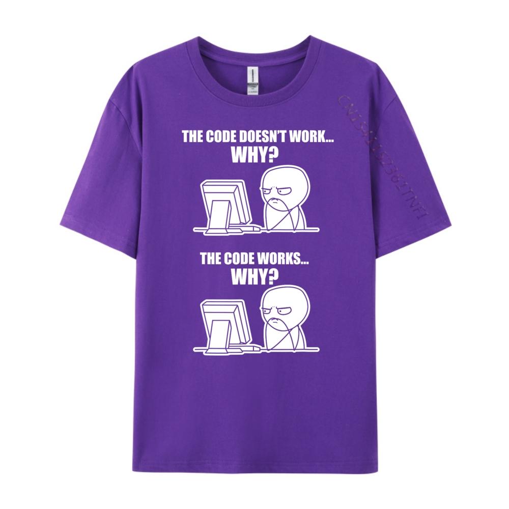Rolig Programmerare Kod Fungerar Varför Meme Rosa Grafiska T-shirts Herrkläder Lyxig Designer Kortärmad T-shirt för Män Klassisk