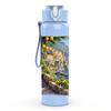 1PC Mountain Village Coast Landscape Print 750ml Color Plastic Sports Water Bottle Leakproof Flip Straw Lid Suitable for Sports Office Home Use