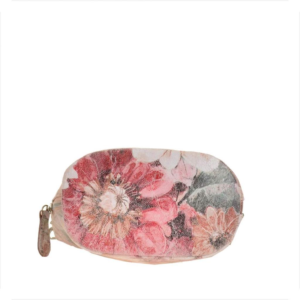 Lightweight Leather Messenger Bag with Flowers Size S
