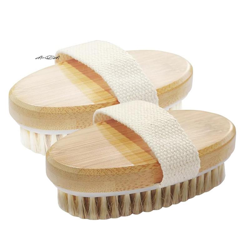 1Pc Soft Natural Bristle Body Brush for Wet/Dry Skin Exfoliating Bathing Massager for Home And Shower Use