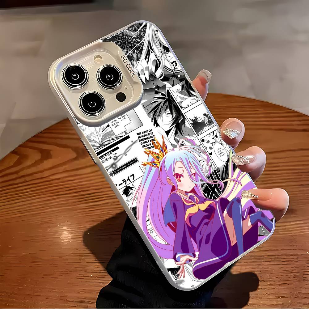 Anime Girl Shiro Phone Case For IPhone 17 16 15 14 13 12 11 Plus Pro Max Multicolor Aurora Laser Shockproof Funda Cover