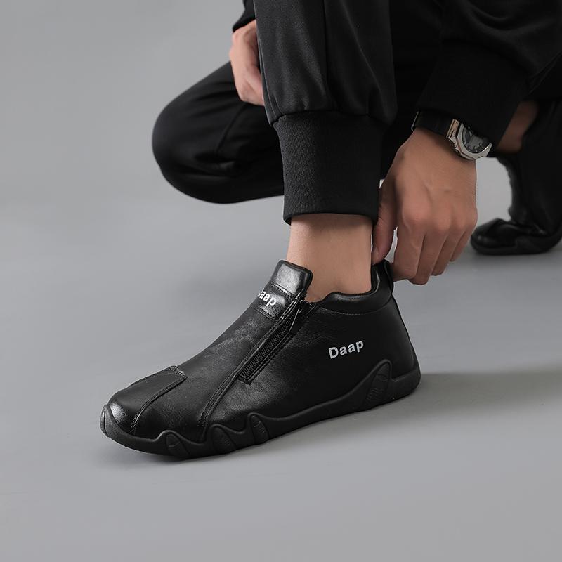 Shoes for Man Loafers Soft Soled Zipper Comfortable Casual Driving Shoes Breathable Leather Fashion Flat Shoes Zapatos De Charol