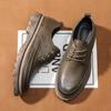 Men's Shoes Autumn and Winter 2024 New Leather Shoes British Style Lace Up Shoes All-Match Thick Soled Waterproof Casual Shoes