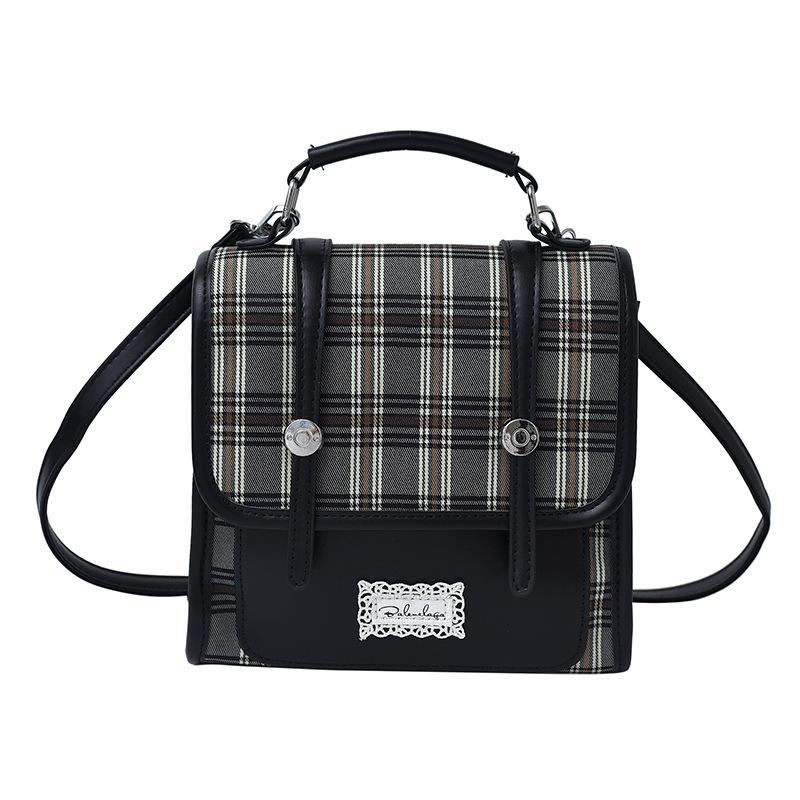 

Niche design backpack women s 2025 new autumn fashion high-end small backpack trend plaid handbag bag чёрный