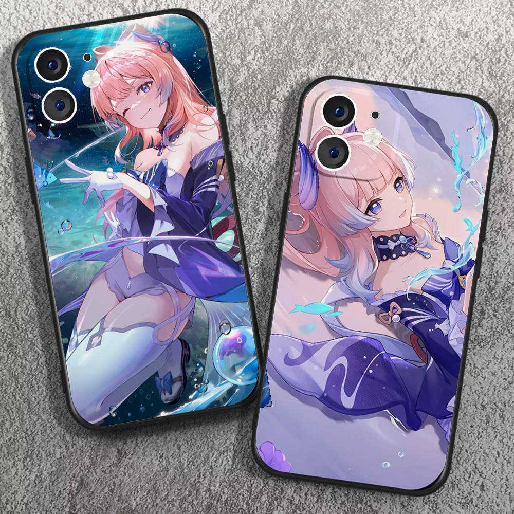 Sangonomiya Kokomi Genshin I-Impact Anime Phone Case For IPhone 17 Air 16 15 14 13 Pro Max 11 12 Black Silicone Cover