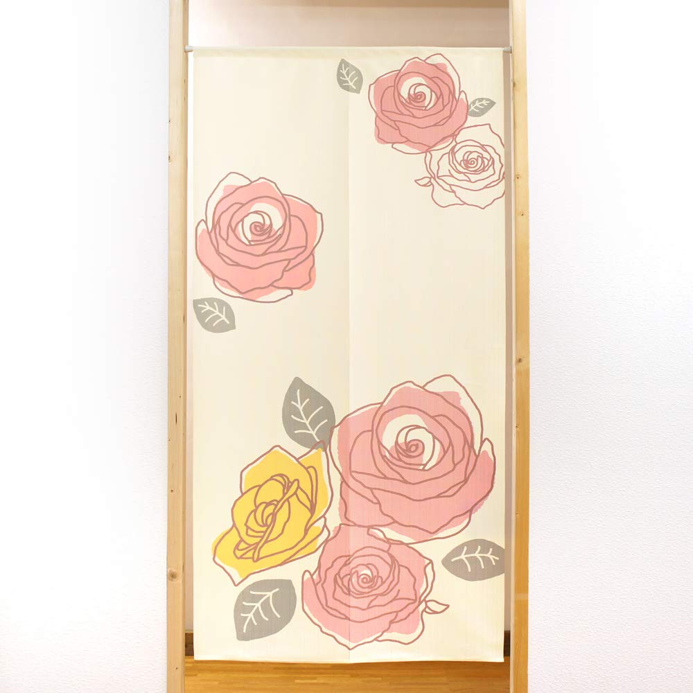 Noren Kobo Noren Long Room Western Floral Rose 85 x 170 Line 10591 Tapestry, Divider/Privacy Screen, Half-Length Curtain, Pattern, Design, cm, Rose,