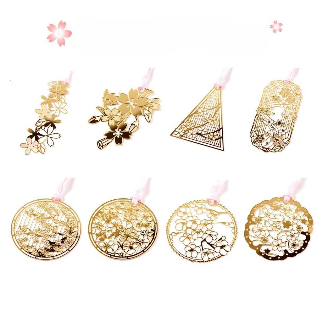 Cherry Blossom Series Chinese Style Hollow Bookmark Creative Small and Mini Brass Bookmark Page Clip