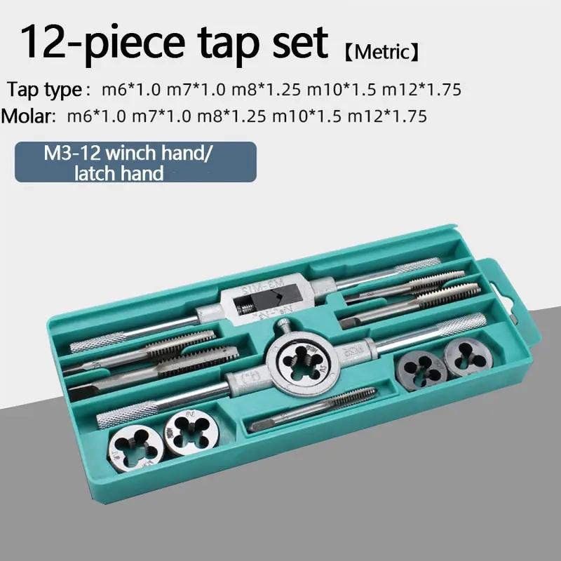 12/20/40pcs Ultimate Hand Tap and Die Set - Complete M3-M12 Screw Thread Plugs, Straight Taper Reamer Tools for DIY Enthusiasts