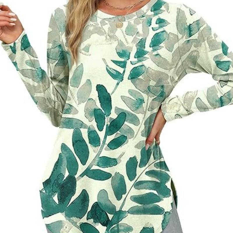 Long Sleeves Women's Solid Color Long Sleeve Top Crew Neck Loose Casual Bottom Shirt