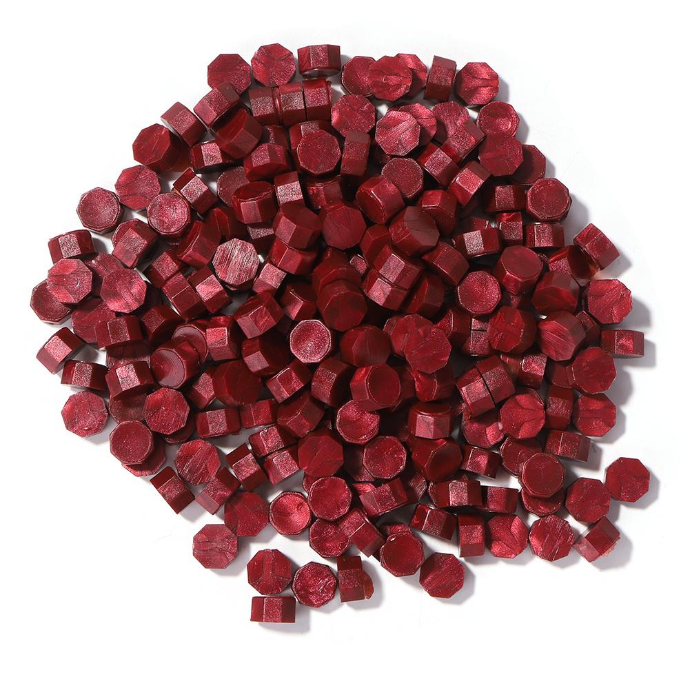 100pcs Octagon Red Sealing Wax Beads Retro Seal Stamp Beaded for Wedding Birthday Card Vintage Craft Envelope Letter Decor