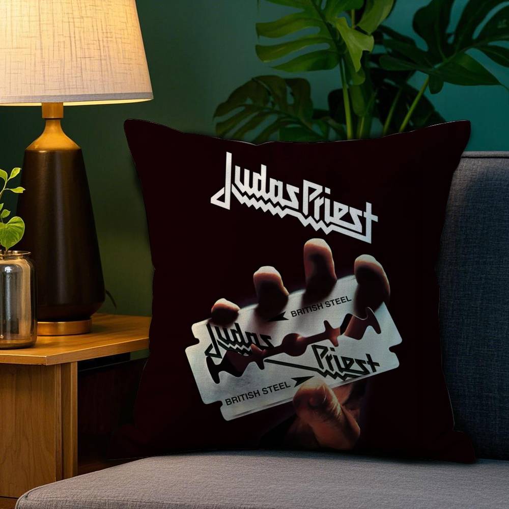 J-Judas P-Priest Pillow Case Sofa Living Room Bedroom Double-sided Printing Square Cushion Nap Time Cushion Cover