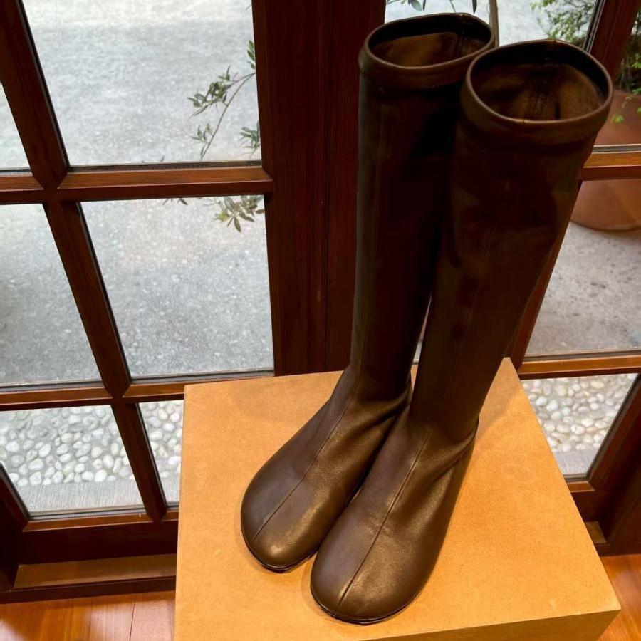 Women's Long Boots 2026 French Retro Round Head Sleeve Elastic Skinny Boots Autumn/Winter New Flat Knight Boots