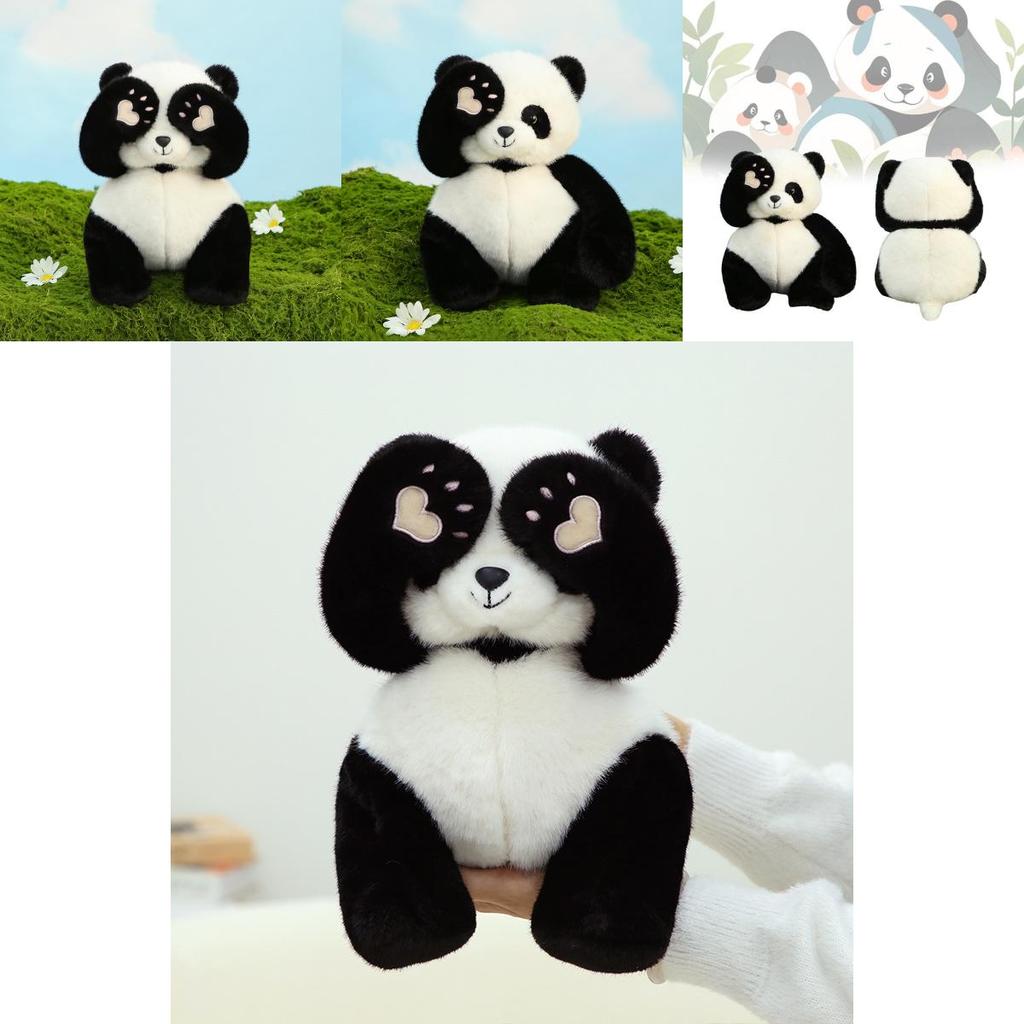 Adorable 35cm Black Panda Plush Toy Super Soft Stuffed Animal Gift For Girls