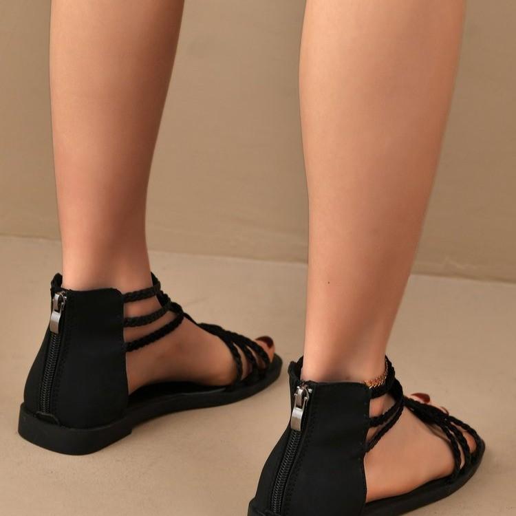 Fashion Soft Leather Roman Sandals Women 2025 Summer New Soft Sole Outwear Women's Wedge Shoes Fashion Casual Designer Shoe Ladies