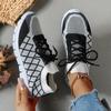 Fashion Women's Fashion Strip Plaid Knitted Sneakers Soft Sole Breathable Mesh Running Shoes for Women Lightweight Slip On Tennis Shoes