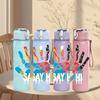 1PC Colorful Handprint Pattern 750ml Color Plastic Sports Water Bottle Leakproof Flip Straw Lid Suitable for Sports Office Home Use